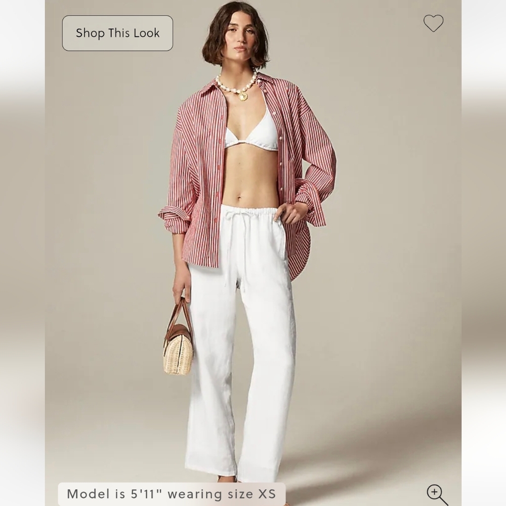 J. Crew White Women's 100% Linen Pants Resortwear Vacay Travel Summer XXL NWT - Picture 3 of 9